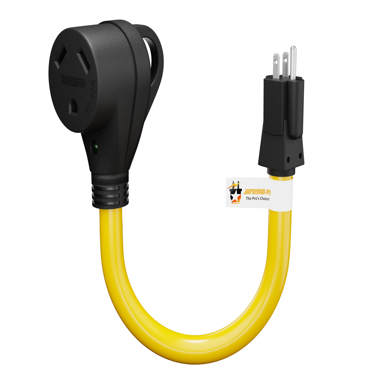 Adapter Electrical Power Plug Converter Cord Cable with LED Indicator Light Grip Handle (15 AMP Male 5-15P to 30 AMP Female TT-30R) (ADC-515P/TT30R)