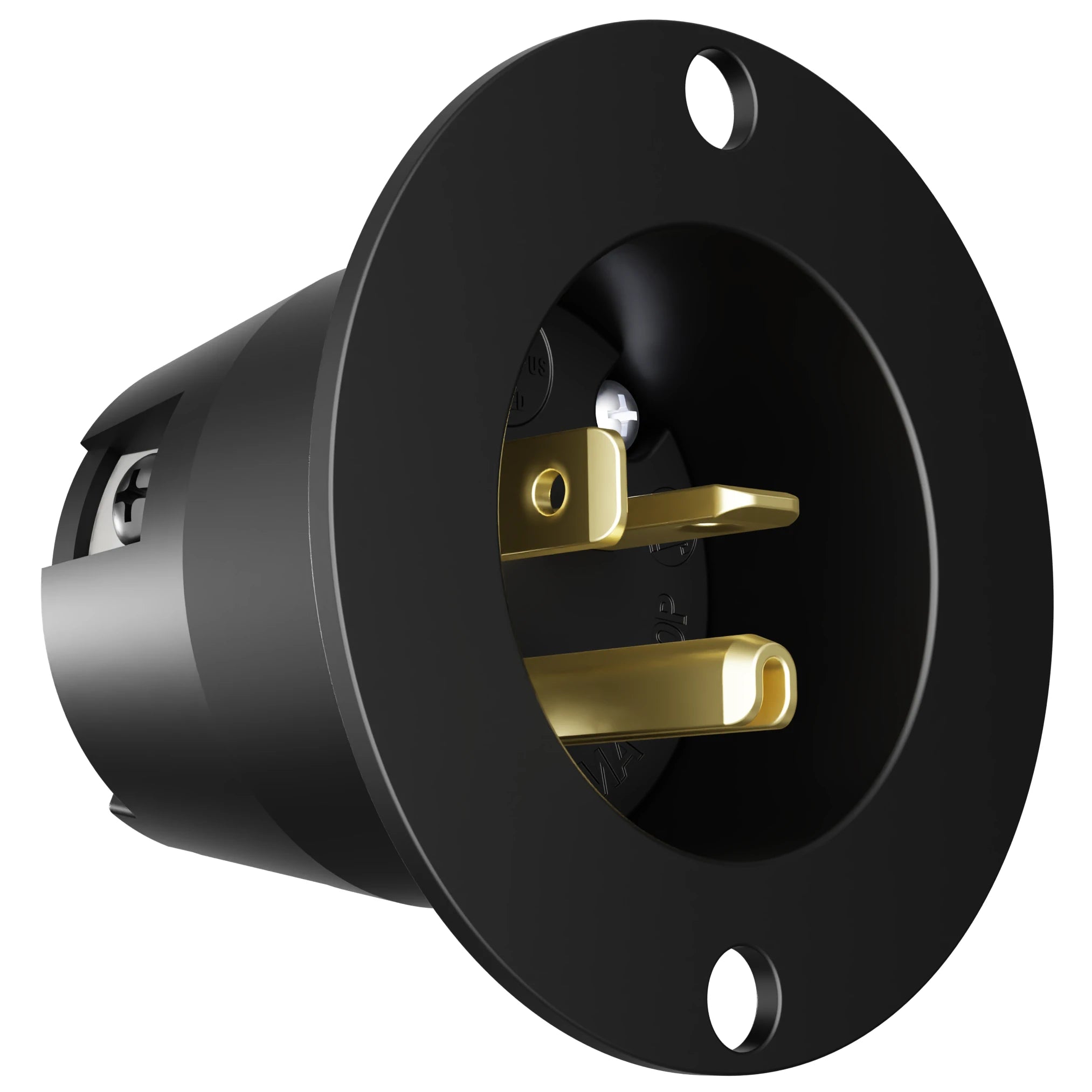 フ5 ワ5 20 AMP - 125 VOLT FLANGED POWER INLET PLUG (NEMA 5-20P) 5-20FI Black (