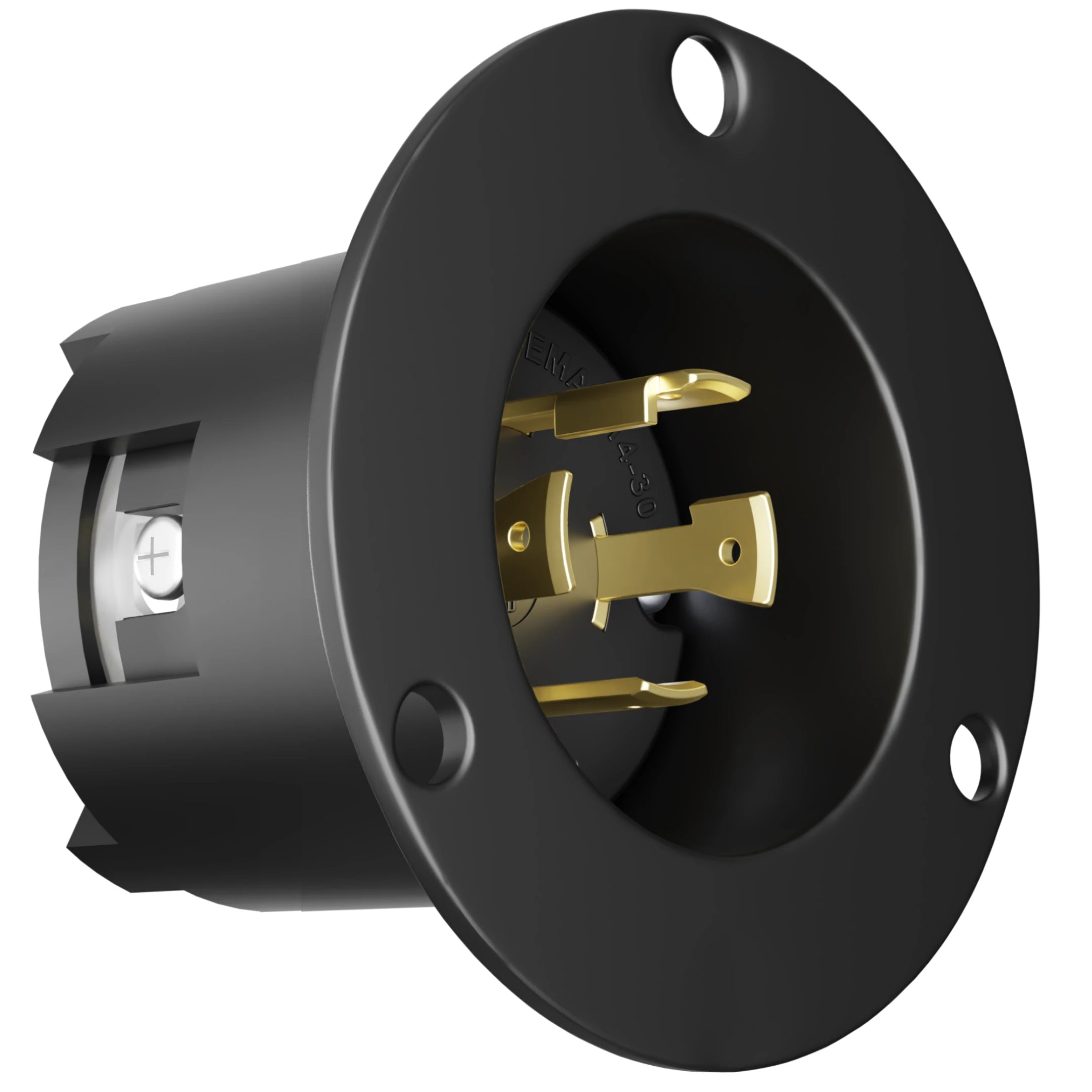 25SALTIGA10000P PE4号付 NEMA L14-30 Flanged Inlet Plug, 30A 250V Locking Receptacle Socket, Bl