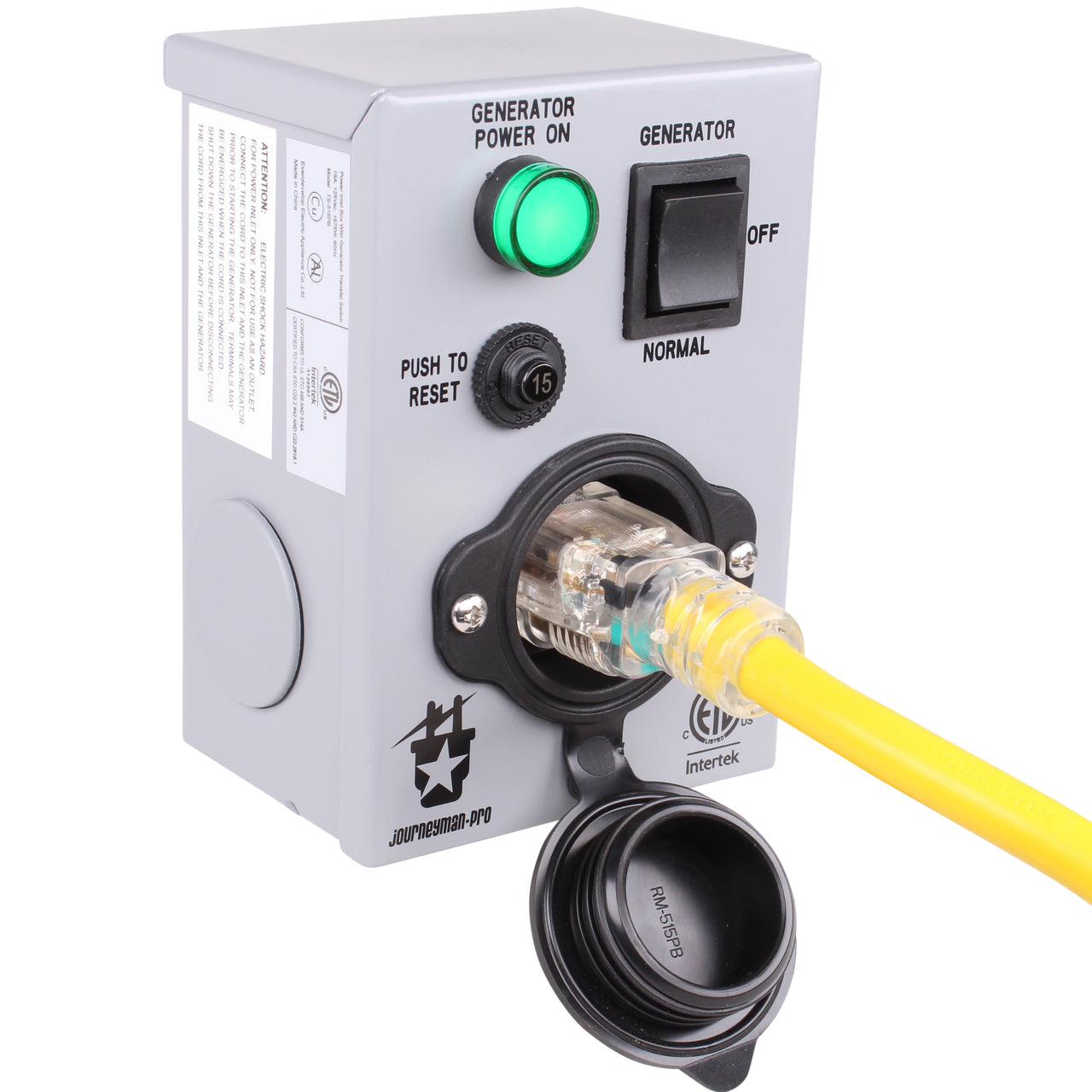 Generator Transfer Switch for Gas Furnace, Oil Heater, 1 Single Circuit 15A or 20A 110/120/125V Volt, 1875 Watt 15/20 Amp Circuit Breaker, Pre-Wired, Pre-Punched Outdoor Nema 3R ETL Listed