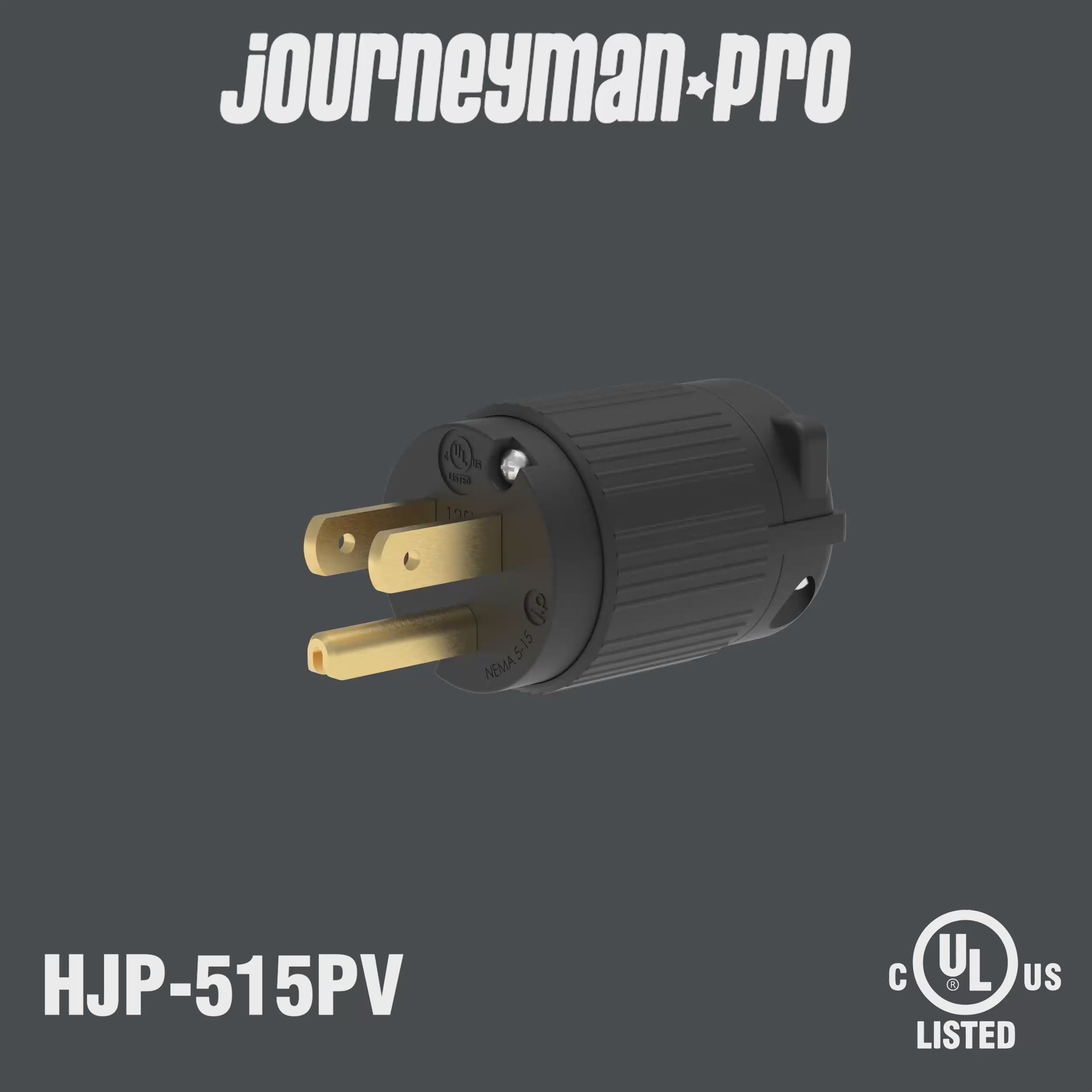 15 AMP - 125 VOLT STRAIGHT BLADE MALE PLUG (NEMA 5-15P) (HJP-515PV)