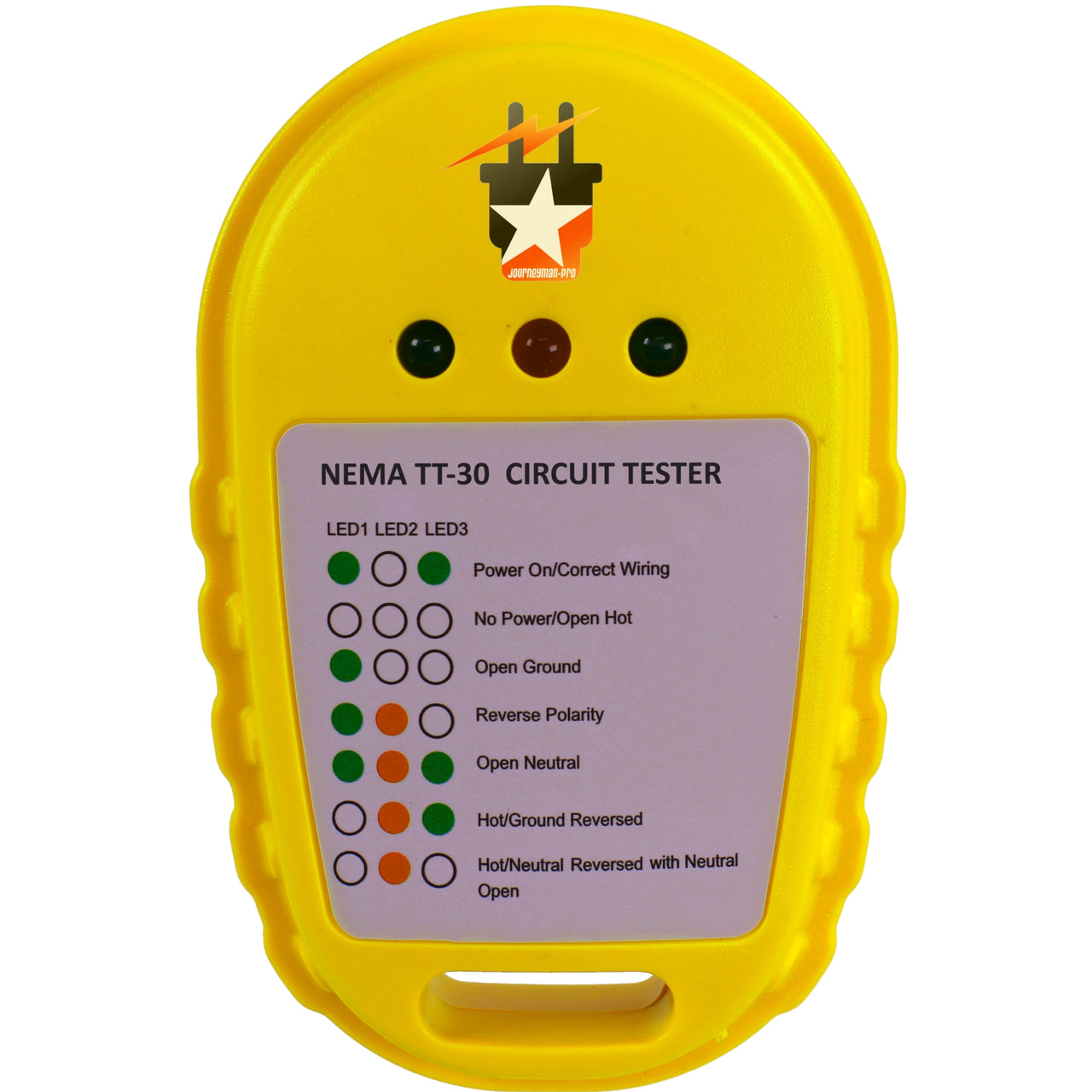 30 Amp RV - Portable Circuit Tester Analyzer Adapter, Male Plug w/LED Test Indicator TT-30  (30 AMP), Circuit Tester (Male Only) (HJP-CT-TT30P)