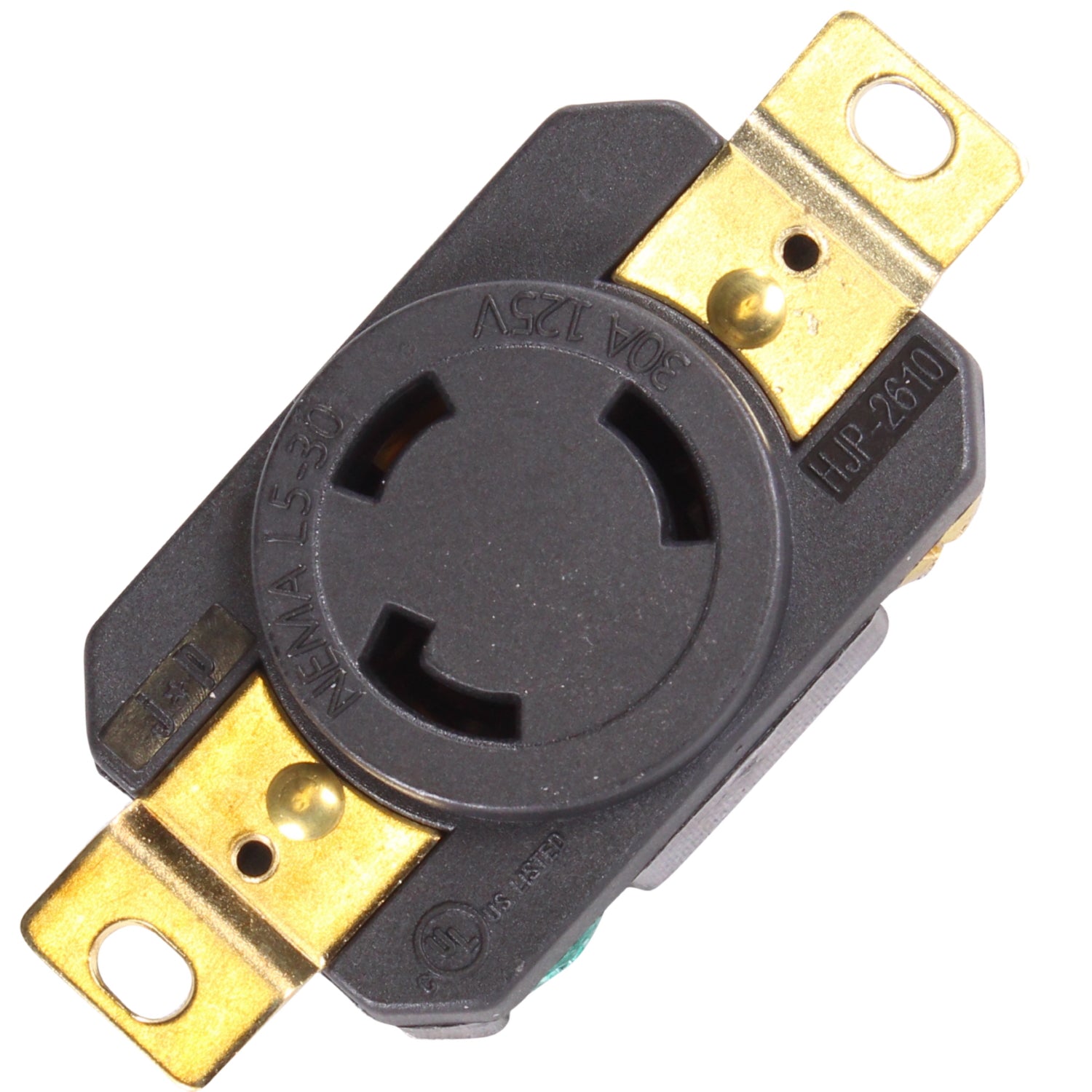 NEMA L5-30R Twist Lock Receptacle – 30 Amp 125 Volt, Female Wall Outlet, 3-Wire Grounding, Industrial Grade, Black