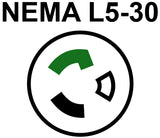 NEMA L5-30 Power Flanged Inlet Receptacle 3P, 30 A, 125/250 V, Integrated 2-Gang Nylon Faceplate, w/Front Cover