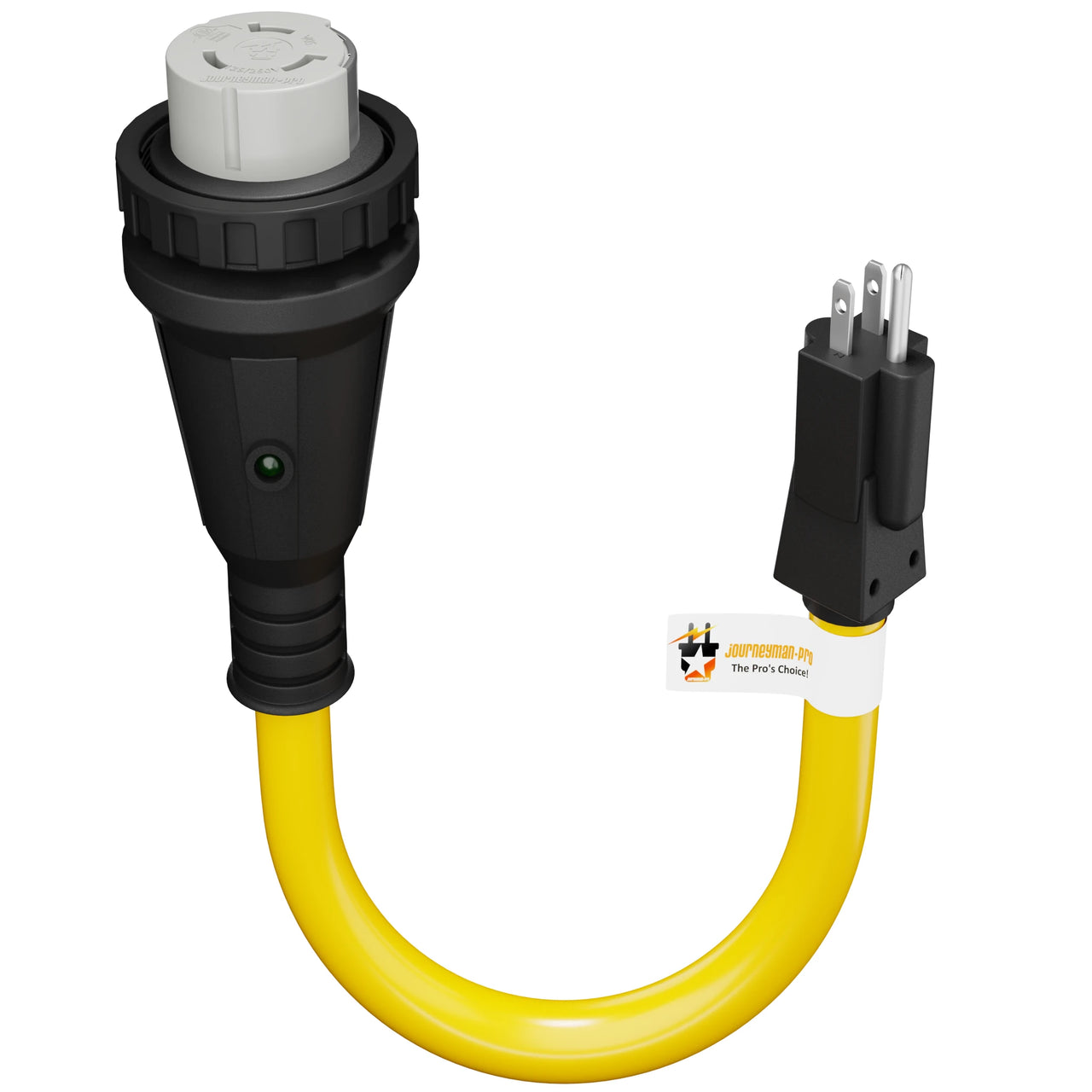 Adapter RV Electrical Power Plug Converter with LED Indicator Light Grip Handle (15 AMP Male 5-15P to 50 AMP Female SS 2-50R)(ADC-515P/SS250R)