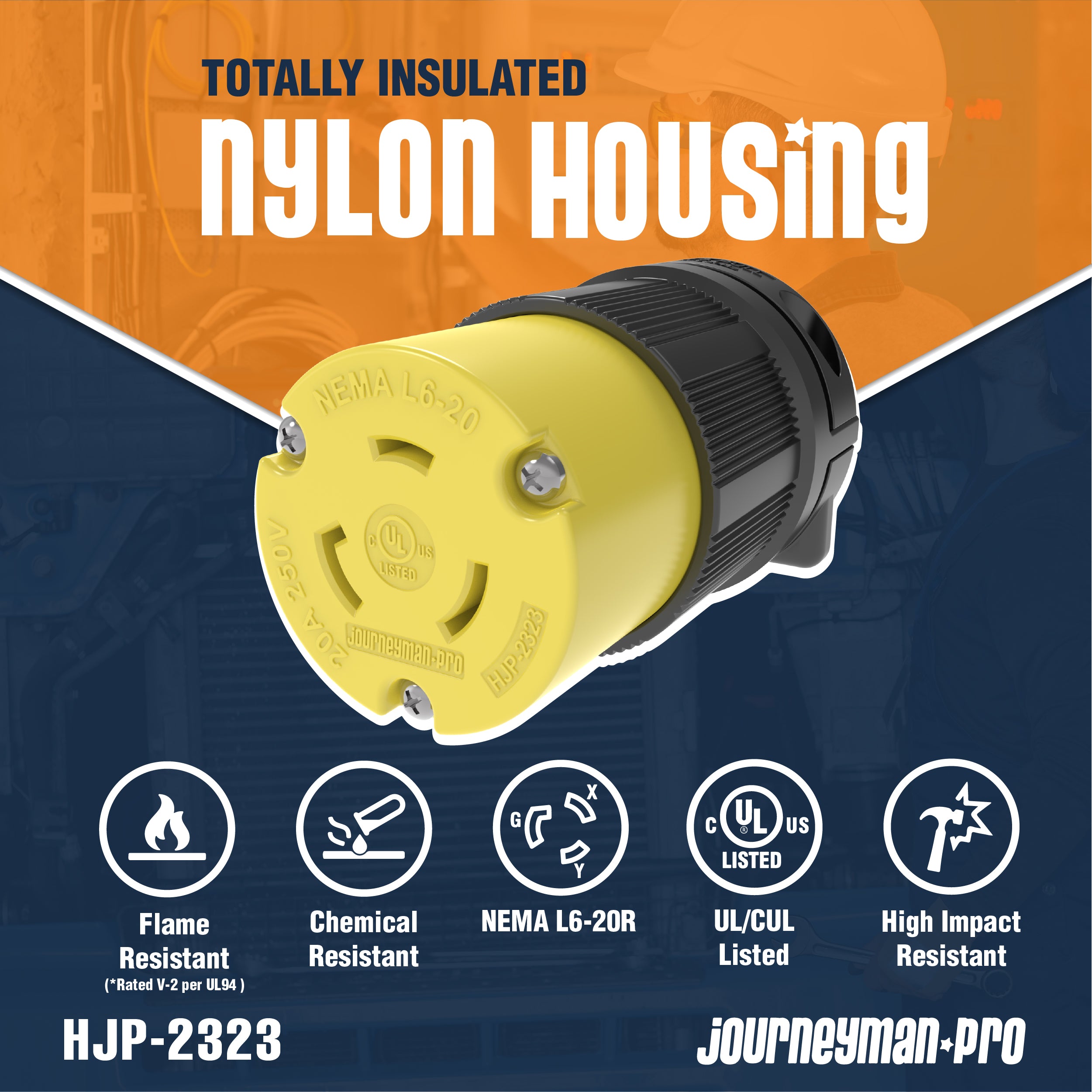 NEMA L6-20R 20A 250V Locking Female Receptacle Plug Industrial Grade 3