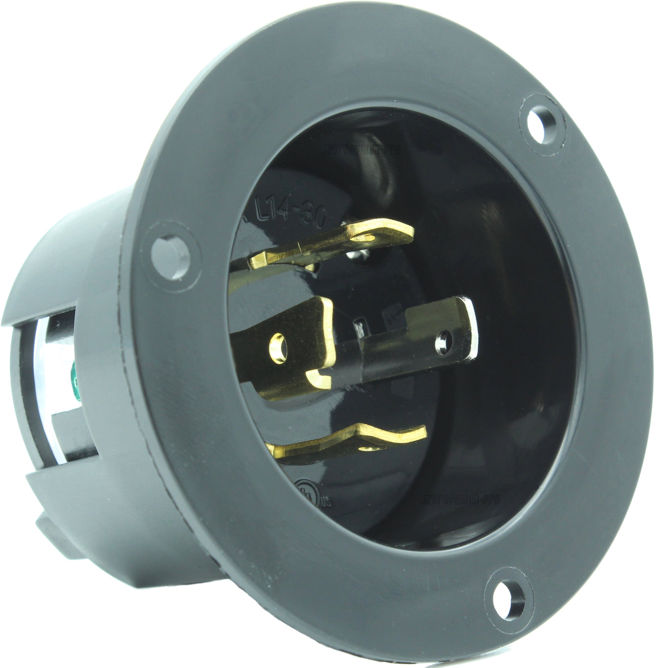 NEMA L14-30 Flanged Inlet Plug, 30A 250V Locking Receptacle Socket, Black HJP-2715