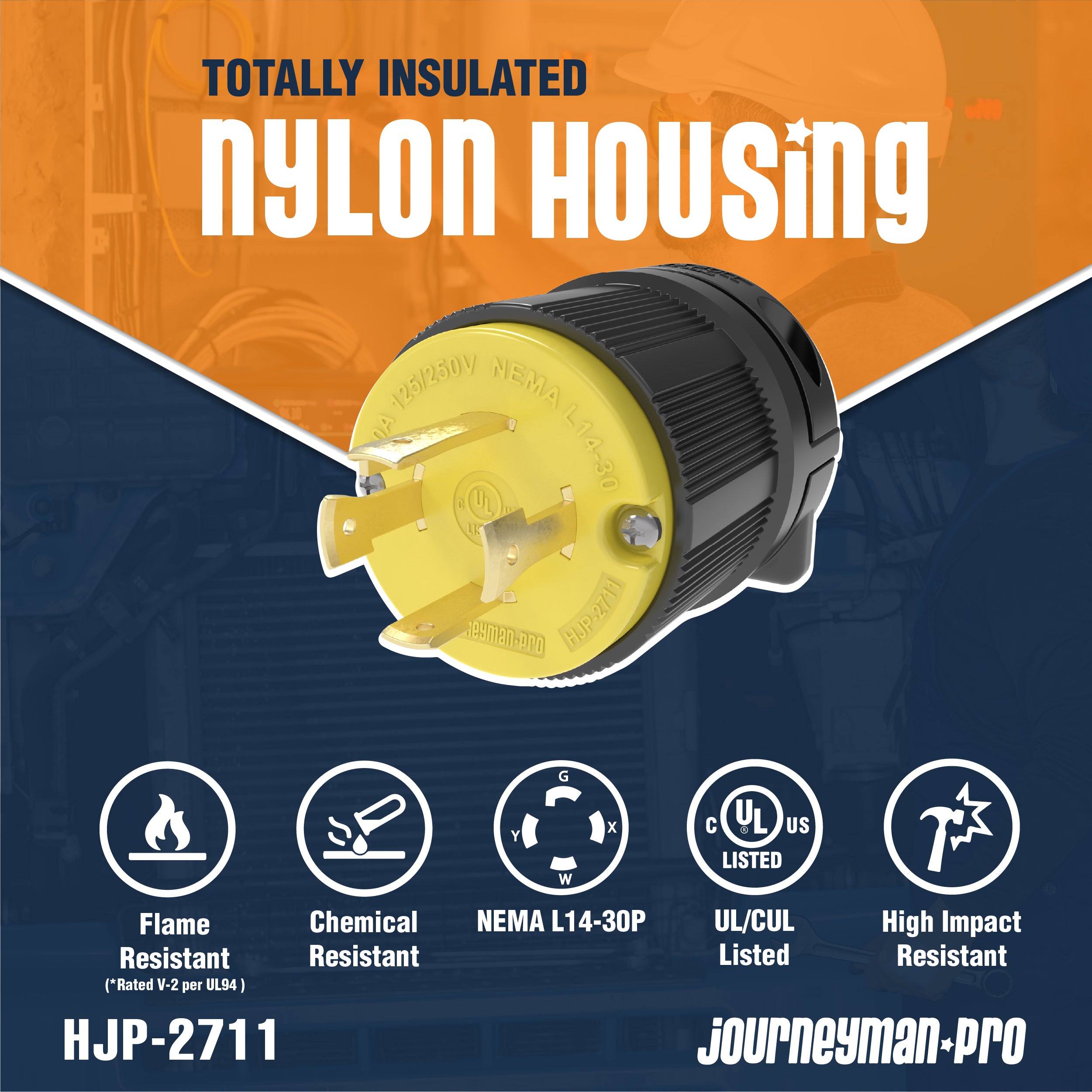 NEMA L14-30P 30A 125/250V Locking Male Receptacle Plug Industrial Grad