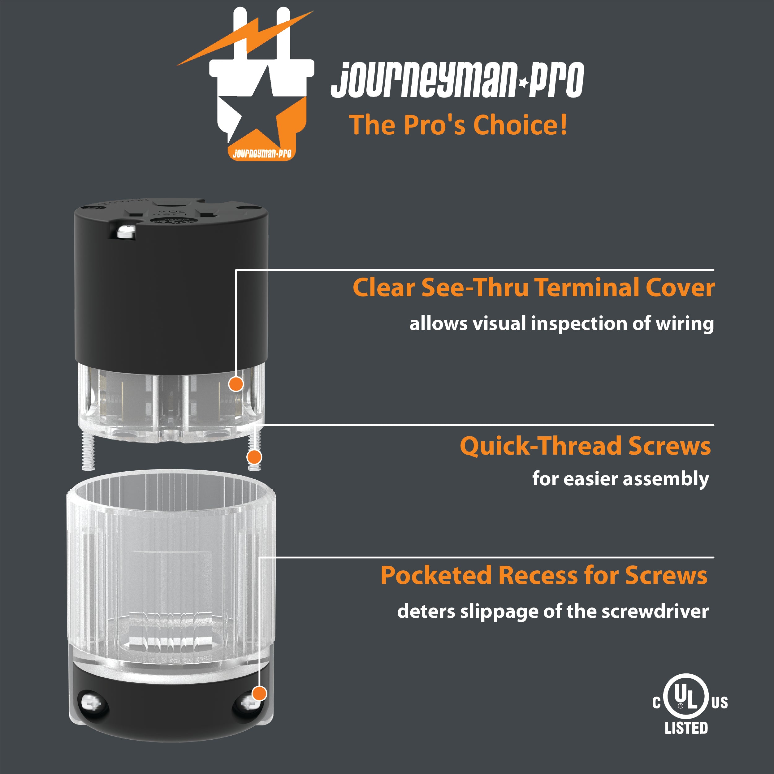 20 AMP - 125 VOLT STRAIGHT BLADE LIGHTED FEMALE CONNECTOR PLUG (NEMA 5