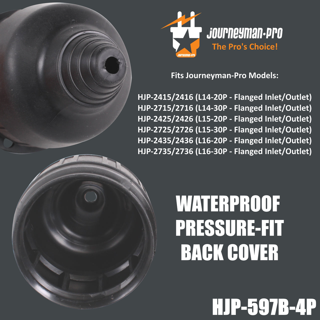 4P Flanged Inlet/Outlet Back Rubber Cover for 4 Pole style Inlets & Outlets, waterproof terminal cover fits 20/30 Amp L14, L15, L16