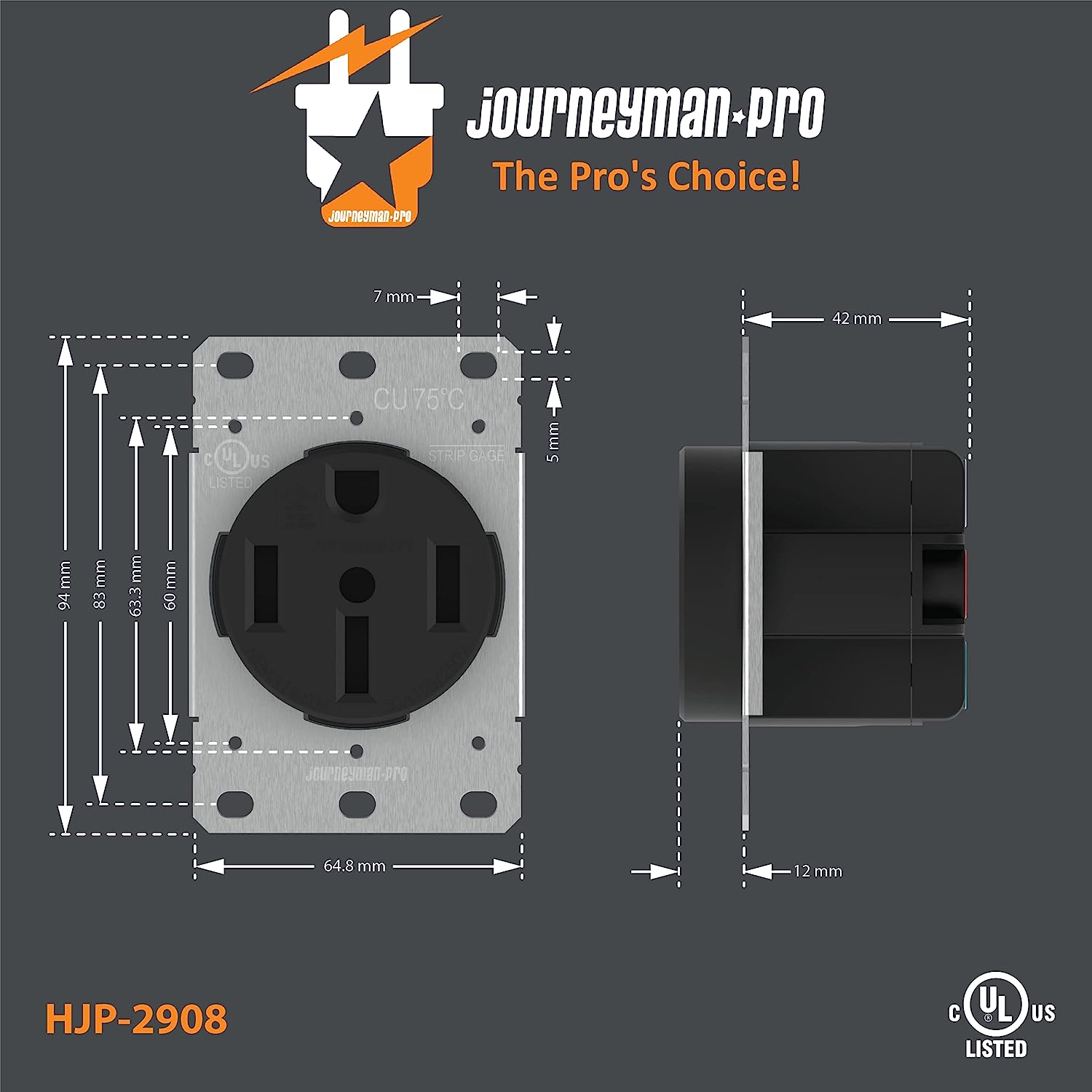 14-50 Commercial/Industrial Grade U.L. Approved 50 AMP 240V Receptacle