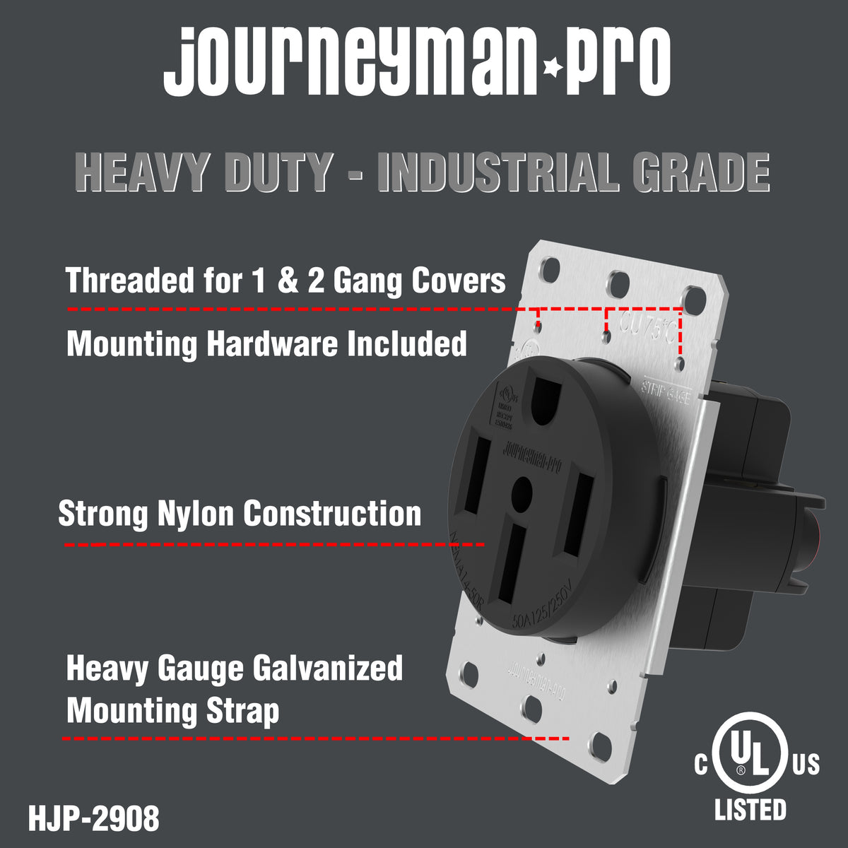 14-50 Commercial/Industrial Grade U.L. Approved 50 AMP 240V Receptacle ...