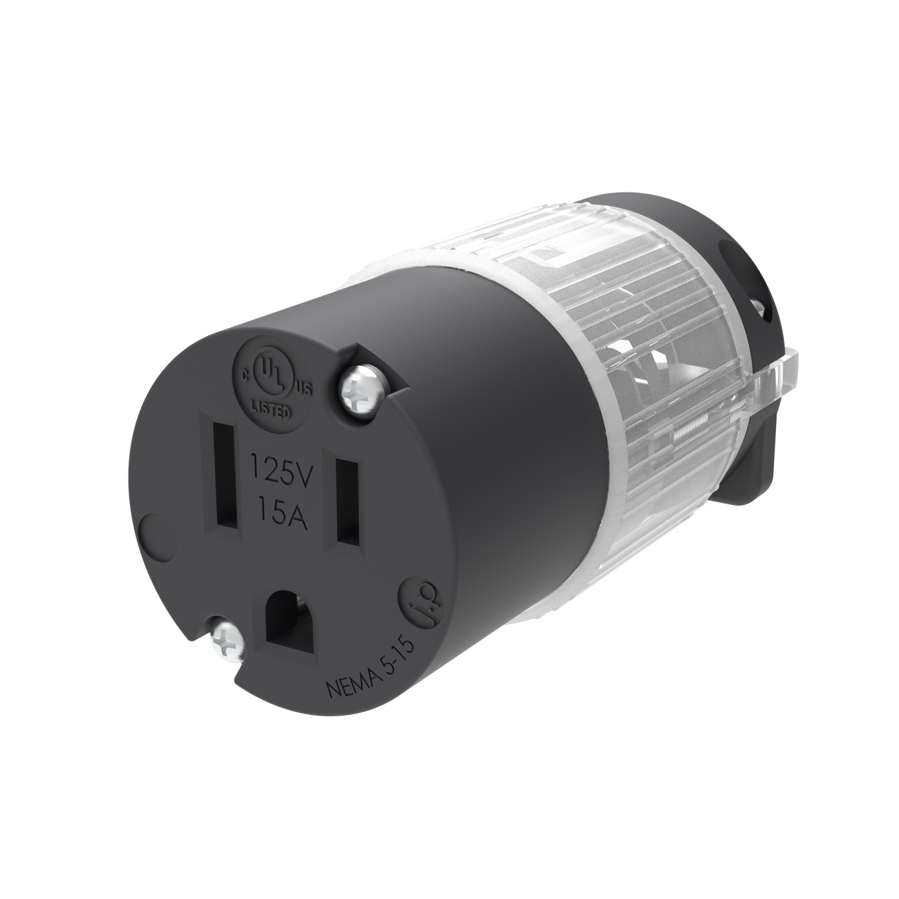 15 AMP - 125 VOLT STRAIGHT BLADE LIGHTED FEMALE CONNECTOR PLUG (NEMA 5-15R, 5-15C) (HJP-515CV-LIT)