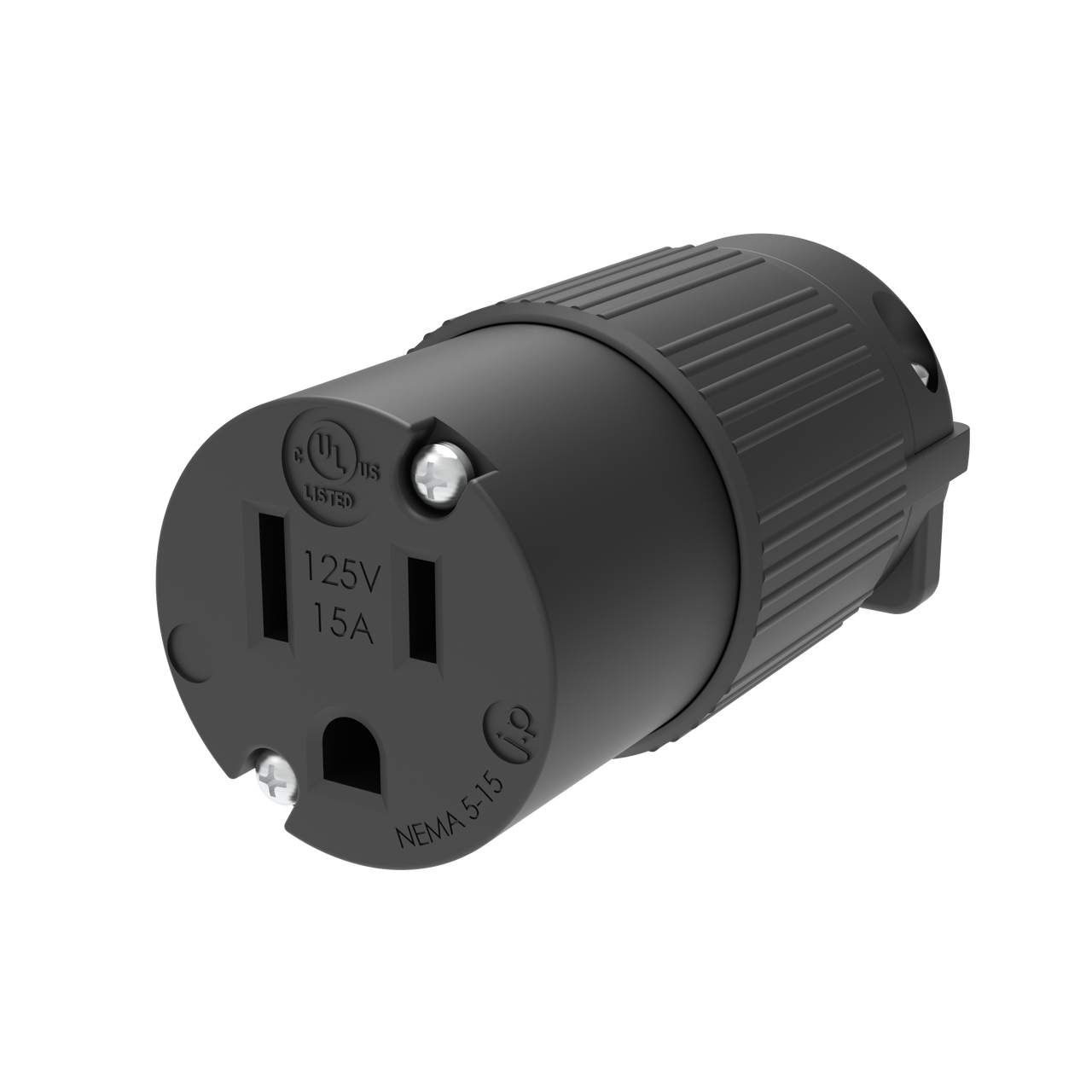 15 AMP - 125 VOLT STRAIGHT BLADE FEMALE CONNECTOR PLUG (NEMA 5-15R, 5-15C) (HJP-515CV)