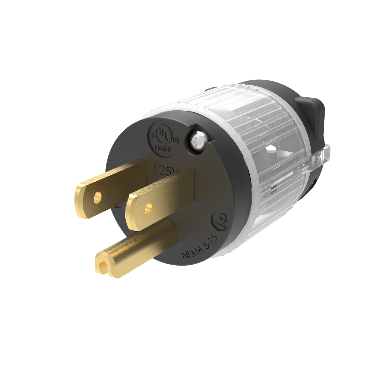 15 AMP - 125 VOLT STRAIGHT BLADE LIGHTED MALE PLUG (NEMA 5-15P) (HJP-515PV-LIT)