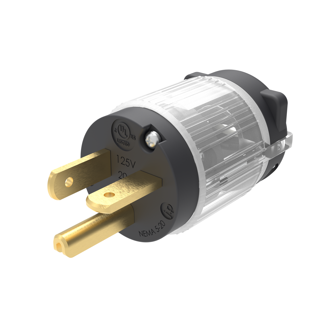 20 AMP - 125 VOLT STRAIGHT BLADE LIGHTED MALE PLUG (NEMA 5-20P) (HJP-520PV-LIT)