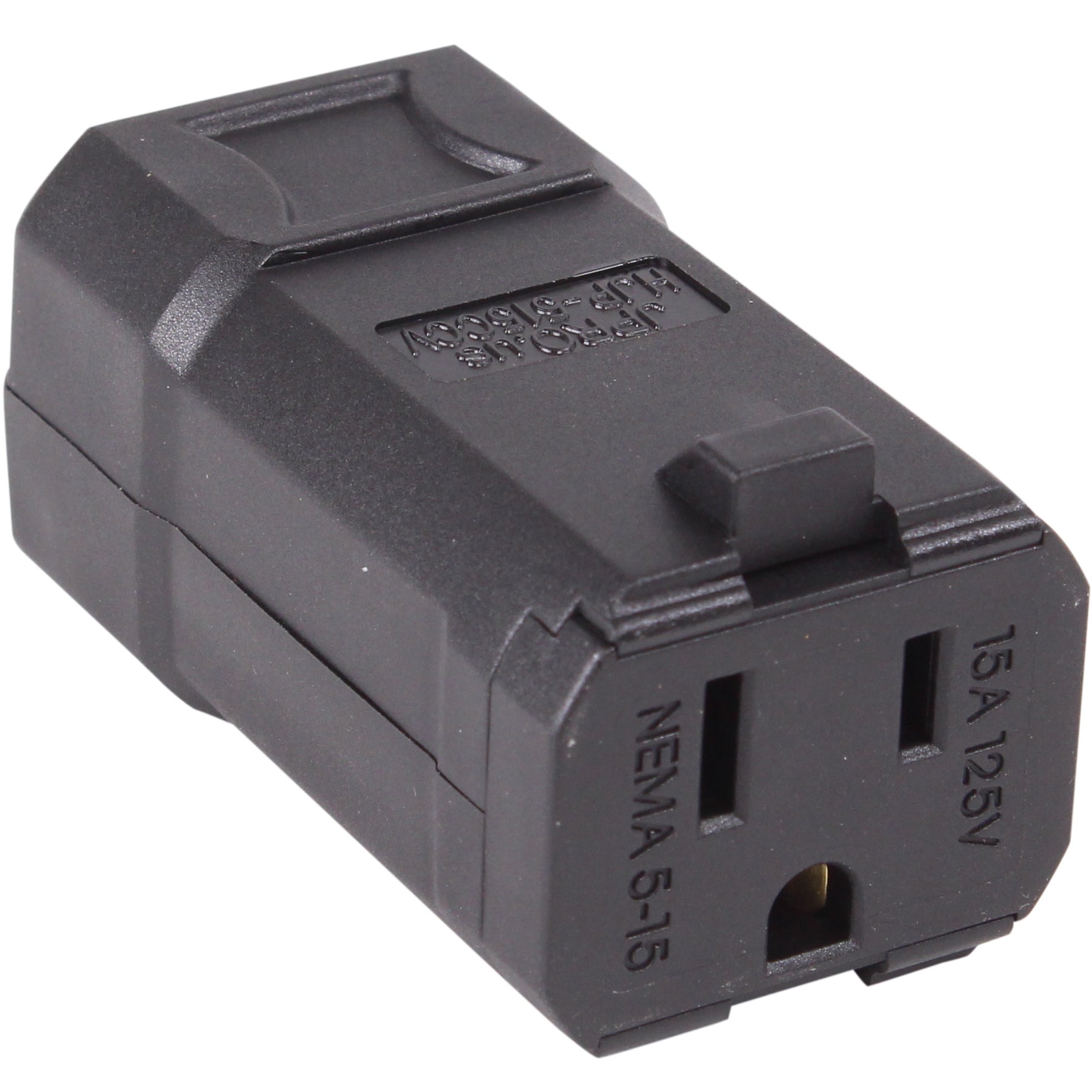 15 AMP - 125 VOLT STRAIGHT BLADE CLAMSHELL FEMALE CONNECTOR