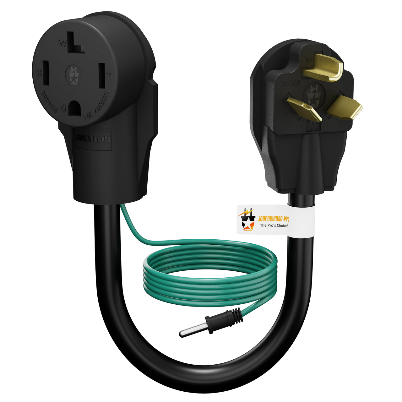 Dryer Adapter Cord NEMA 10-30P Male to 14-30R Female | 30A 250V, 1.5FT 3-Prong Plug, Old Style Wall Outlet To New Grounded 4-Prong