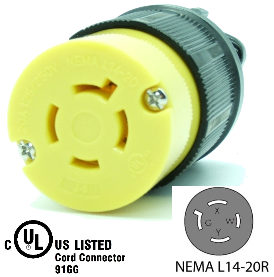 NEMA L1420R 20A 125/250V Locking Female Receptacle Plug Industrial Gr