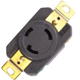 L5-30R, 30A 125/250 Volt, Flush Mounting Locking Wall Receptacle Socket/Outlet, Black Industrial Grade, (HJP-2610)