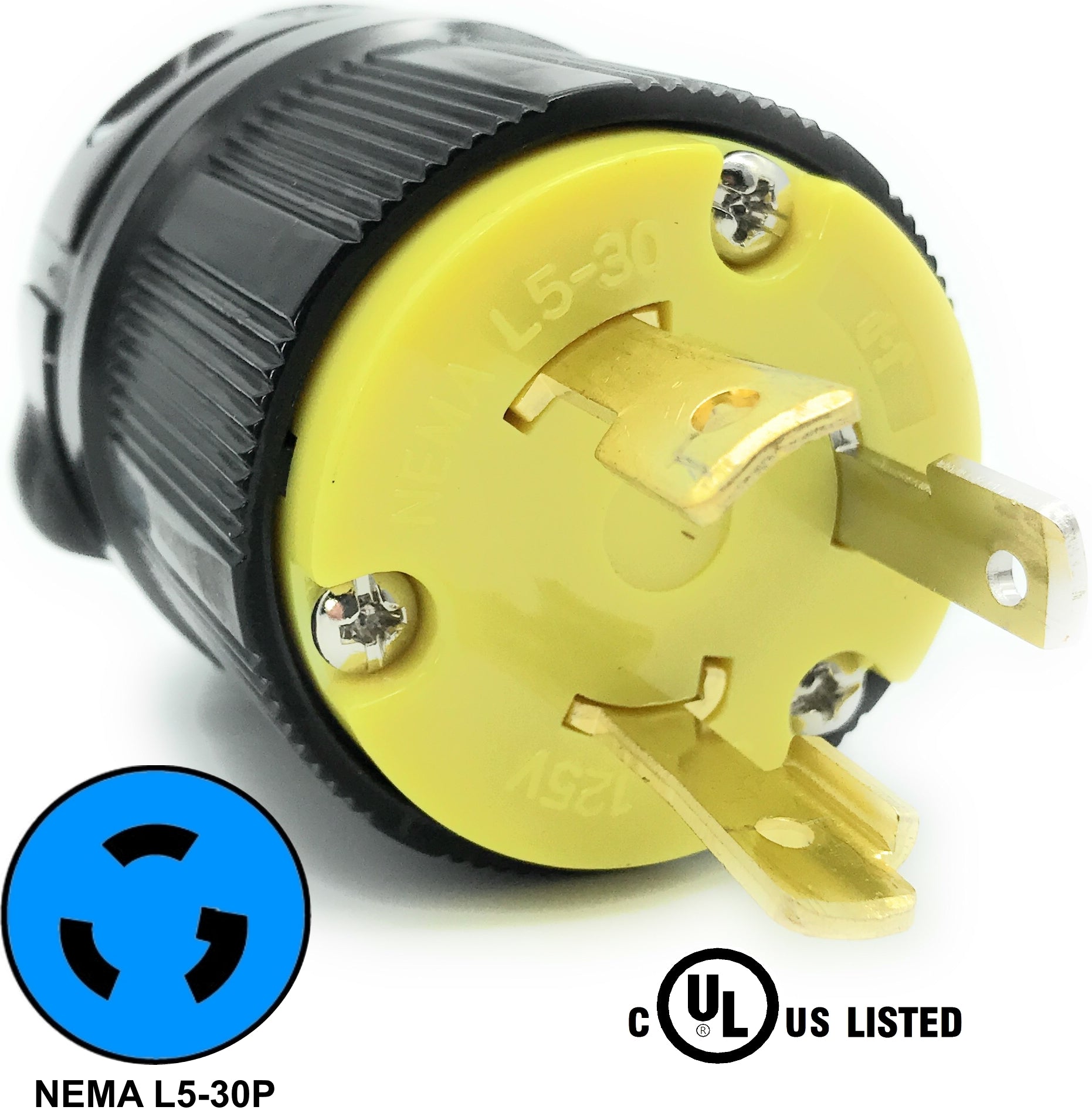 NEMA L5-30P 30A 125V Locking Receptacle Plug, Industrial Grade 3