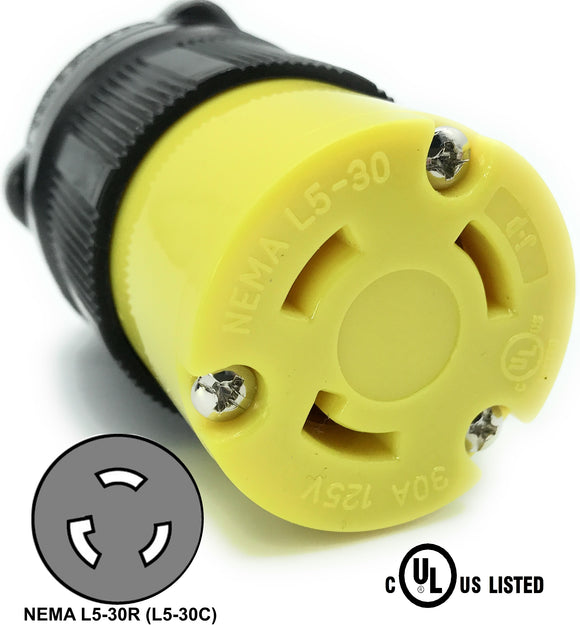 US-Twist-Lock-Stecker, Langlebig, NEMa L5-30, 30 A, 125 V, 3-Draht-Twist- Lock-Stecker Zum Anschließen, 8,5 X 5,2 Cm, 120 G