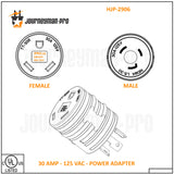Journeyman-Pro Generator RV Power Adapter L5-30P Male to TT-30R Female 125 VAC 30 Amp - Electrical Cord Plug Converter (Black Rubber) (L5-30P to TT-30R) HJP-2906