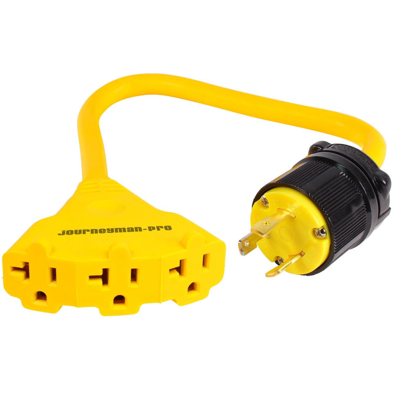 L5-30P to Triple 5-20R Generator Power Cord Adapter, 30A to 20A 110V 3-Way Splitter (HJP-L530P-T520R)
