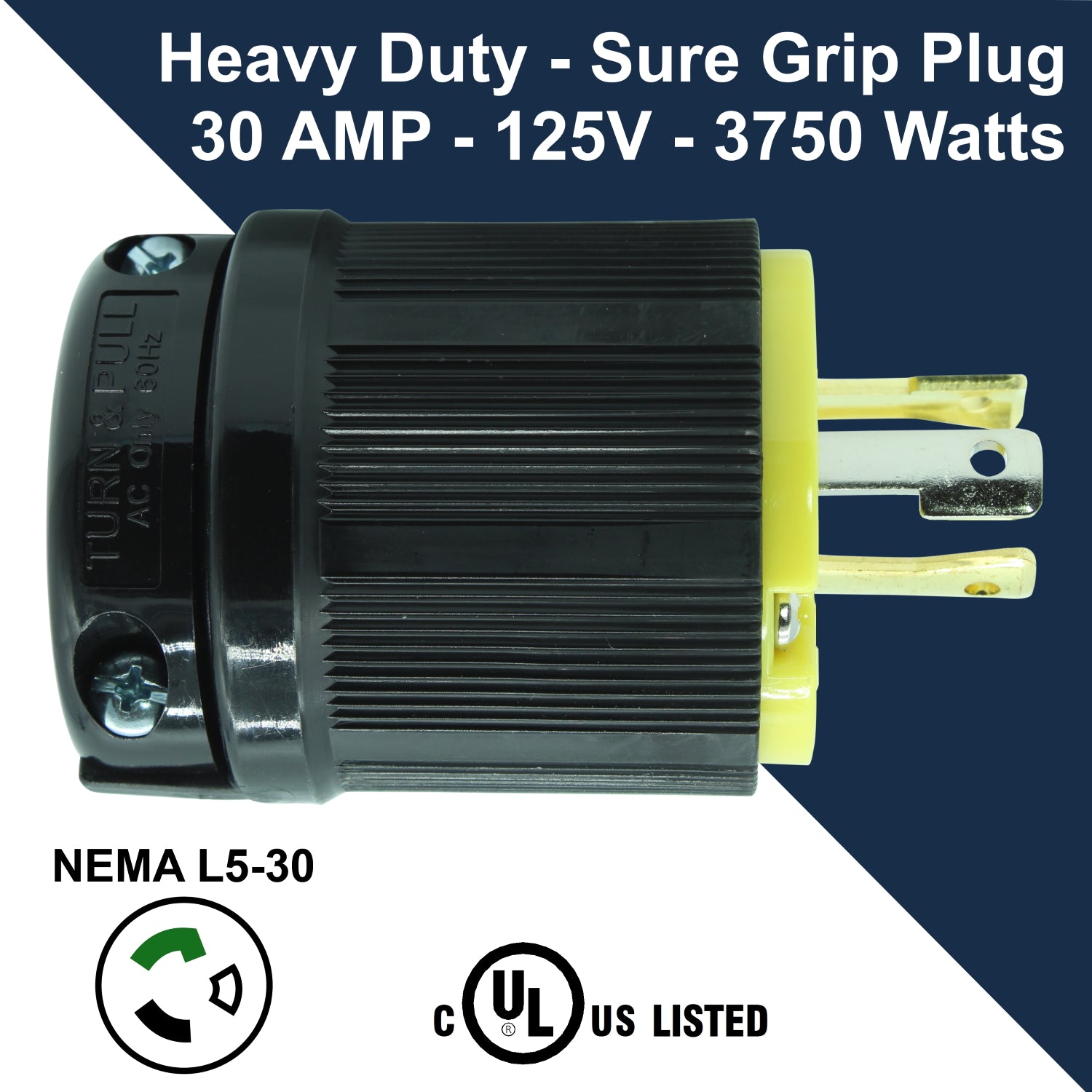 L5-30P to Triple 5-20R Generator Power Cord Adapter, 30A to 20A 110V 3