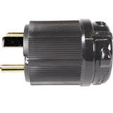 NEMA TT-30P, 30 Amp, 125 Volt, 3-Prong Straight Blade Male RV Trailer Generator Plug Connector, Black Industrial Grade