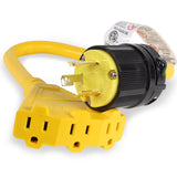 L5-30P to Triple 5-15R Generator Power Cord Adapter | 30A to 15A/110V 3-Way Splitter | Twist Lock | 3-Prong Distribution Cords