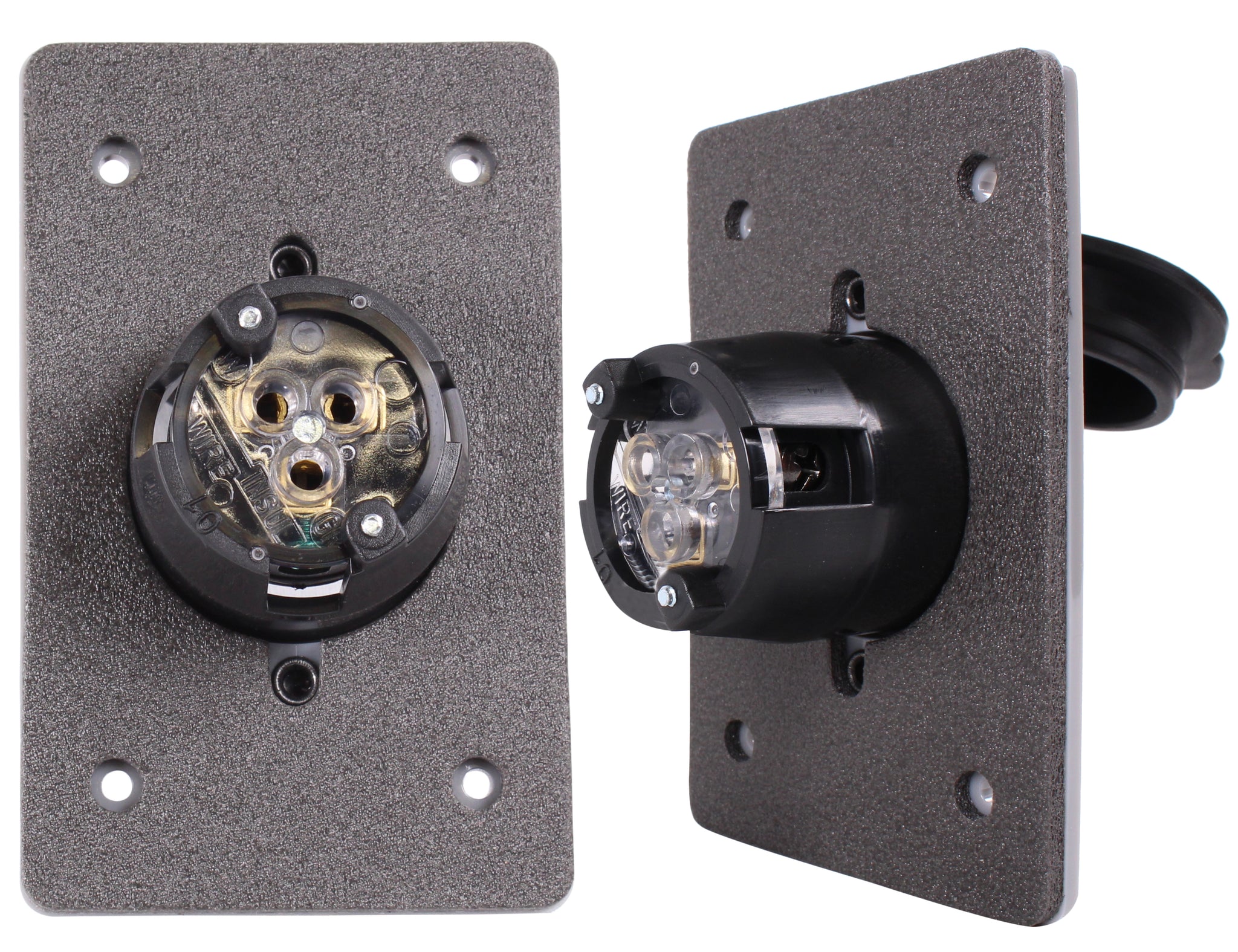 15 AMP Straight Blade Flanged Male Power Inlet Receptacle, 15 A, 125 V ...