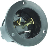 NEMA L5-30 Flanged Inlet Plug, 30A 125V Locking Receptacle Socket, Black (HJP-2615)