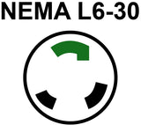 NEMA L6-30 Power Flanged Inlet Receptacle 3P, 30 A, 125/250 V, Integrated 2-Gang Nylon Faceplate, w/Front Cover