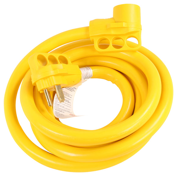 50A 50FT RV Power Extension Cord (Safety Yellow), Finger Grip Handle w/Power Indicator Compatible with 125/250V - 50 AMP EV Charging, 14-50P/R, ETL Listed