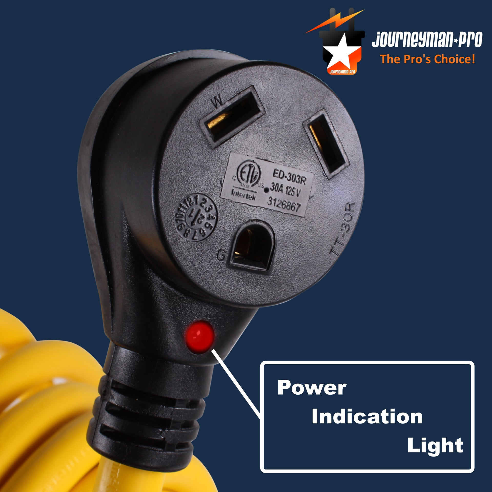 Connecticut Electric 30 Ft. 6/3 Plus 8/1 4 Conductors STW 50 Amp 14-50P/SS2-50R RV Power Extension Cord With Straight Twist Lock Hepc5030sfe