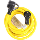 30A 50FT RV Power Extension Cord TT30 (Safety Yellow), Black Grip Handle w/Power Indicator 125V - 30 AMP Charging, TT-30P/TT-30R