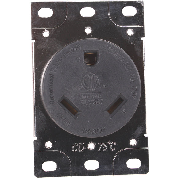 30 Amp, 125 Volt, NEMA TT-30R, 2P, 3W | Flush Mounting Power Receptacle Outlet (HJP-7313-S00)